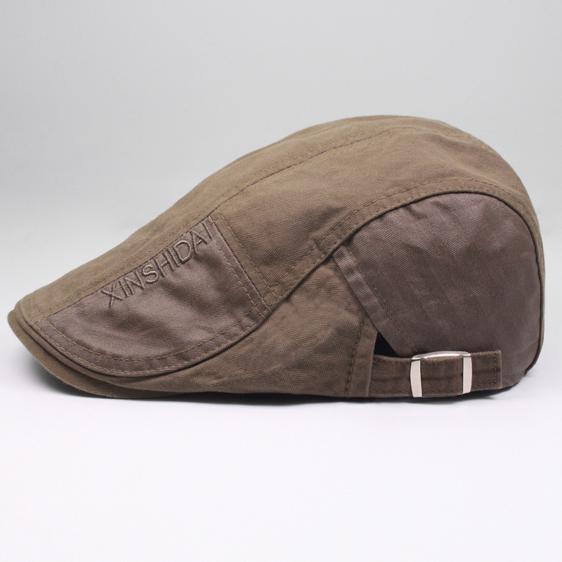 Neuer Spleiß-Baskenmütze für Herren aus Baumwolle im Freien, Sonnenschutz, Entenschnabel, Maler, lässiger Vorwärtshut-Trend_voghion.com