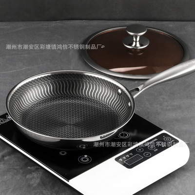 Factory sales 304 Stainless steel Frying pan Saucepan non-stick cookware Lampblack steak Frying pan grilled savory crepe Omelette Gift