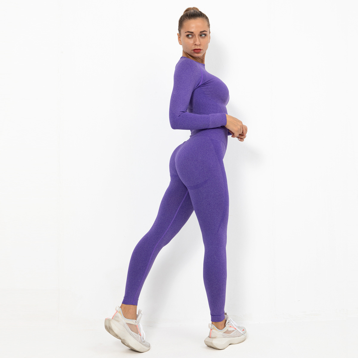 seamless knittedtight elastic hip fitness sports suit NSLX9030