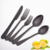 Cross -border stainless steel knife fork spoon 1010 tableware plated black titanium sand light bull buckle knife fork spoon western tableware set