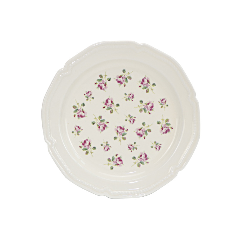 Xinming francés retro vajilla calcomanías en relieve hogar placa de cerámica tazón occidental placa plana plato de fruta ensalada tazón