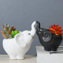 Simple white creative succulents animal elephant flower pot supply Amazon zakka combination ceramic flower pot
