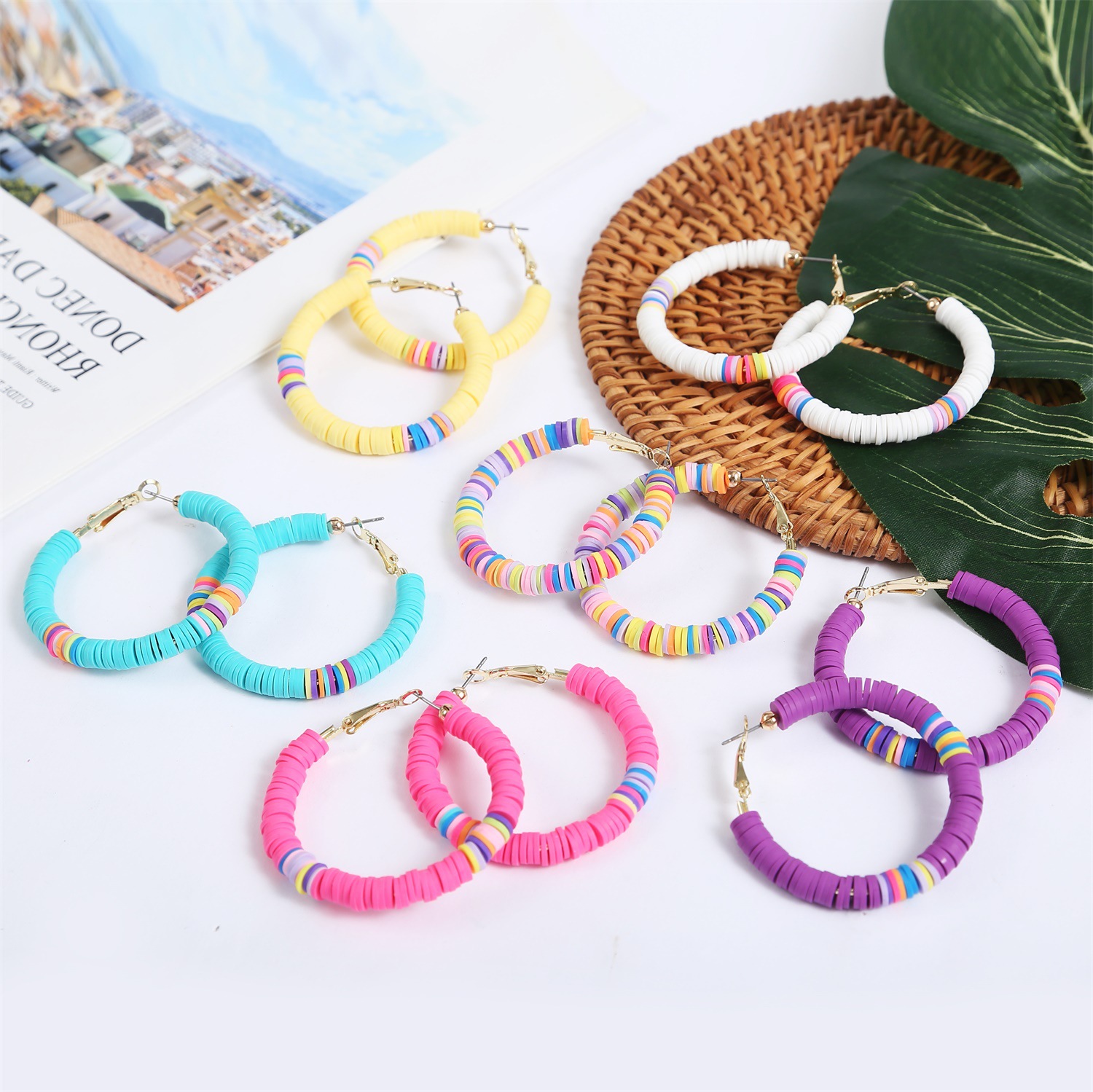 orecchini in argilla morbida colorata Bohemian ins in vendita calda orecchini in argilla morbida a forma di C orecchini da donna_voghion.com