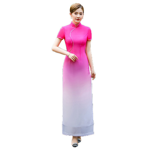 Chinese Dress Qipao for women cheongsam National gradual change cheongsam dress buckle stand collar show dress