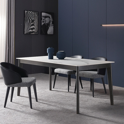 佛山工厂直销德利丰意式岩板餐桌高档创意实木餐桌椅组合家用实木|ru