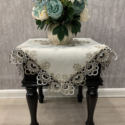 Square American coffee table tablecloth New Chinese style corner table cover covering washing machine refrigerator dust cover bedside table cover