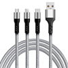 Universal nylon woven charging cable, 1.2m, three in one