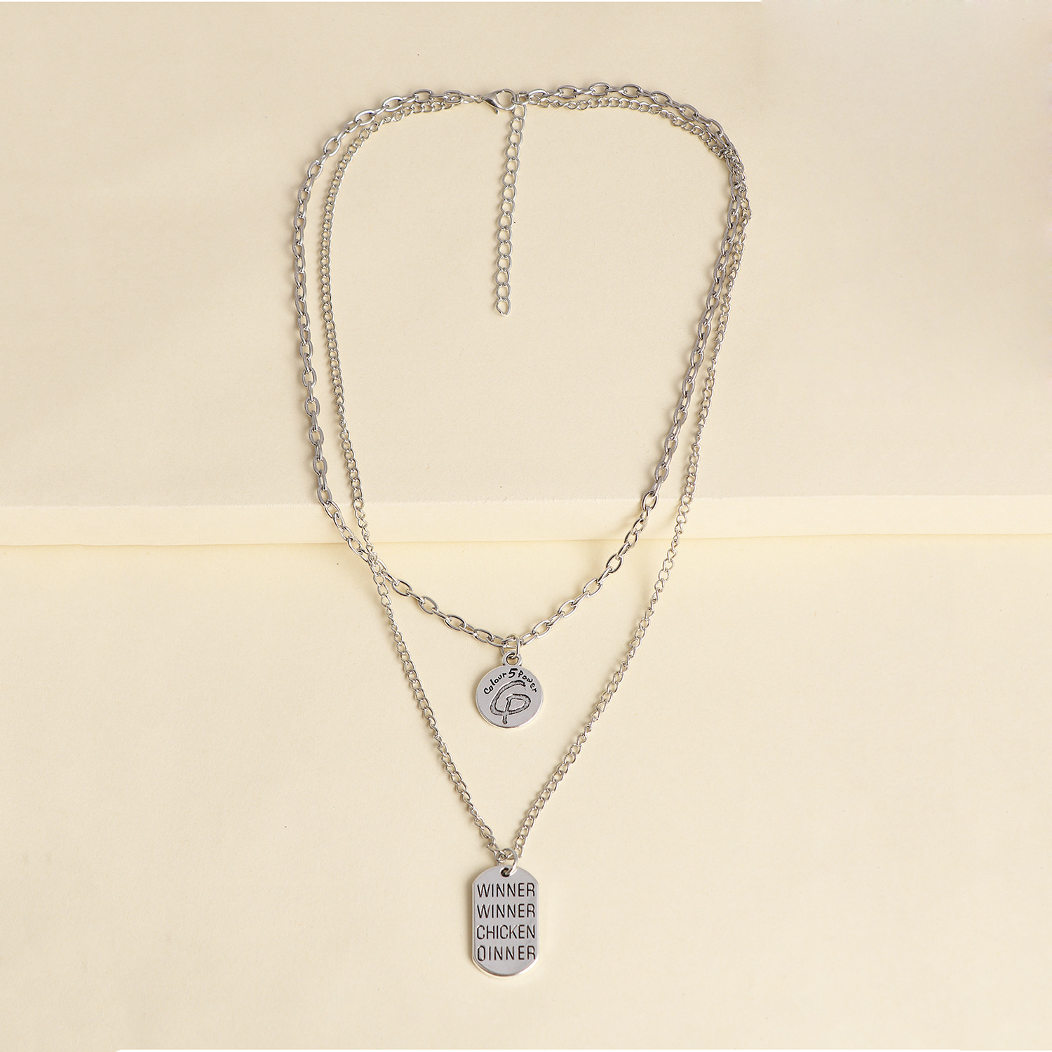 Retro New Alloy Square Brand English Multi-layer Two-piece Necklace Item Hot Wholesale Nihaojewelry display picture 3