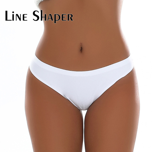 Comfortable, breathable and sexy women's thong seamless solid color high elastic thin cotton low waist t-panties