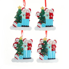 2020创意圣诞树吊挂件面罩雪人圣诞装饰DIY姓名祝福语树脂吊挂件