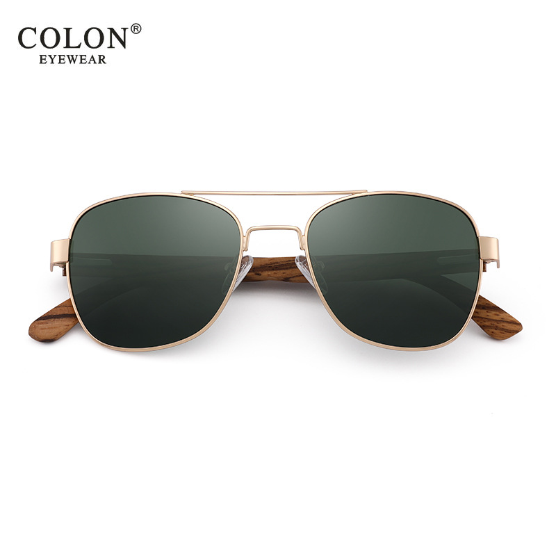 2020时尚方形木质太阳镜飞行员宝丽来偏光墨镜环保眼镜