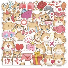 40張可愛小貓咪貼畫 卡通戀愛手帳卡貼ins划痕遮蓋行李箱裝飾貼紙
