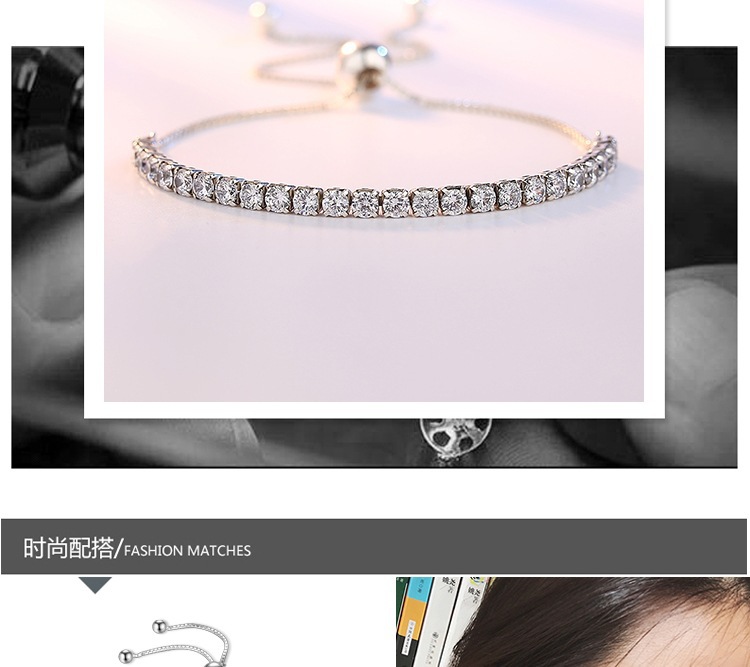 Elegant Diamond Tennis Zircon Crystal Bracelet display picture 9