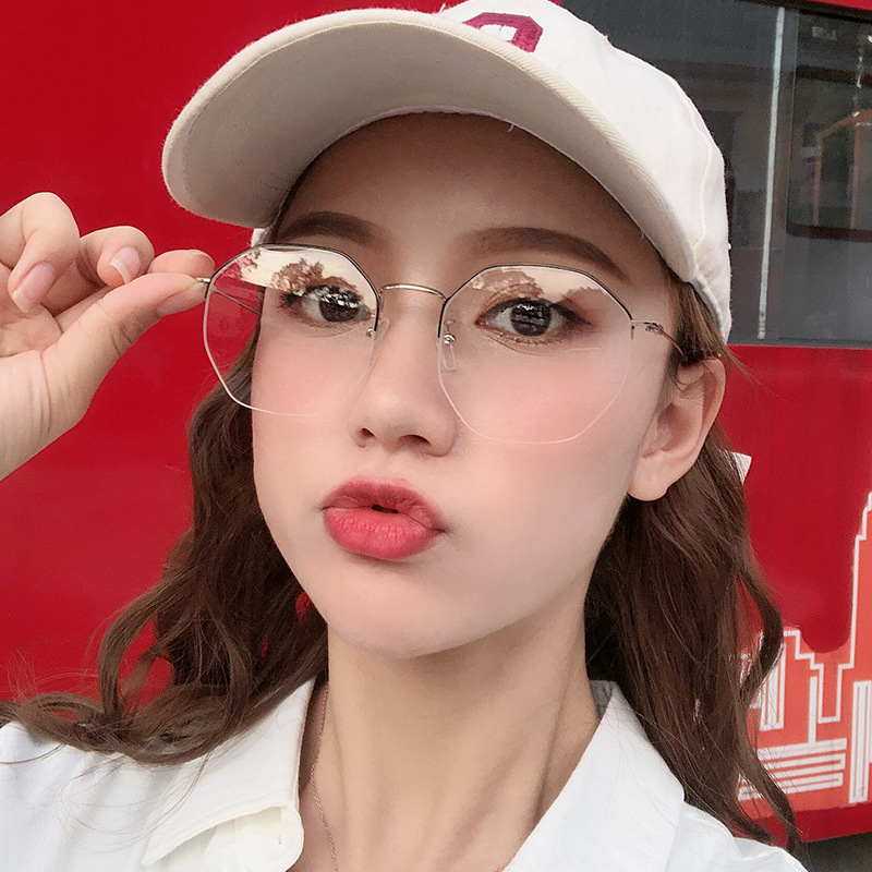 半框多邊形複古文藝學生近視眼鏡架男女 光學眼鏡框 廠家批發0085