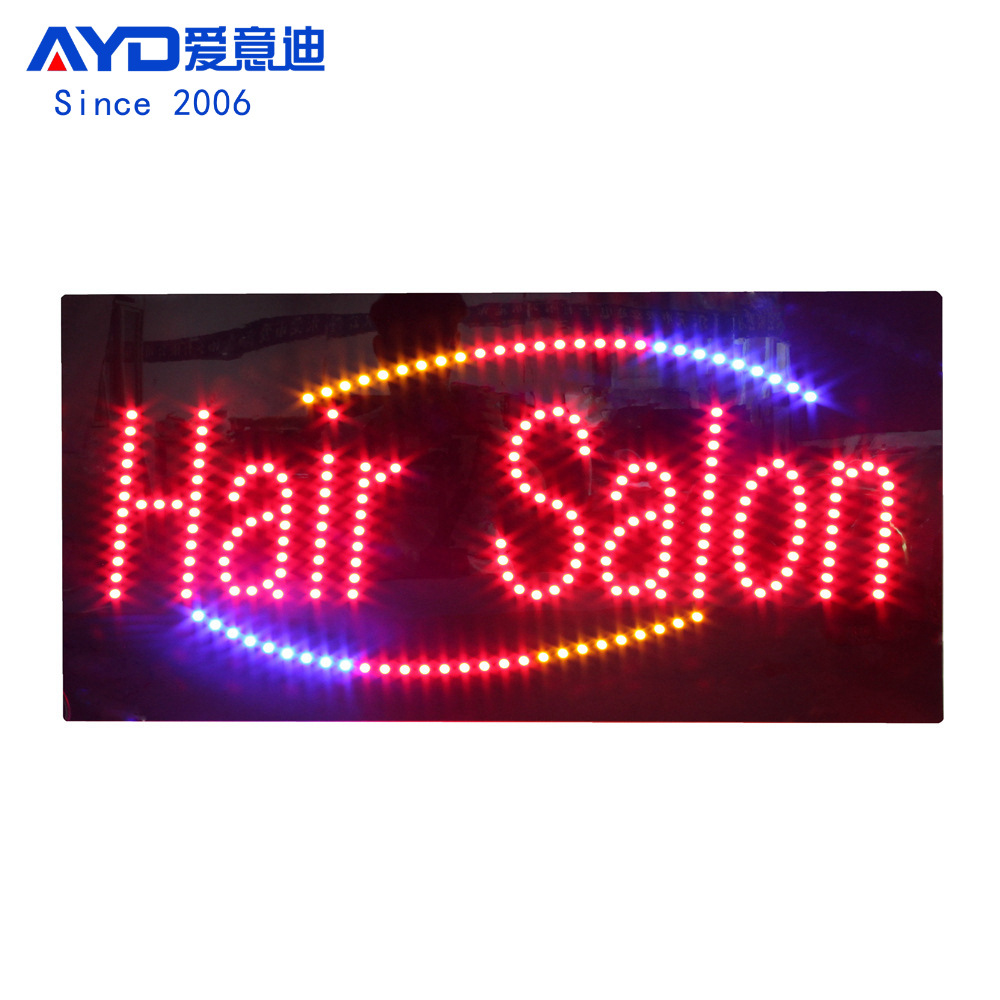 跨境货源LED广告牌理发店标识灯箱LED Hair Salon Shop Open Sign
