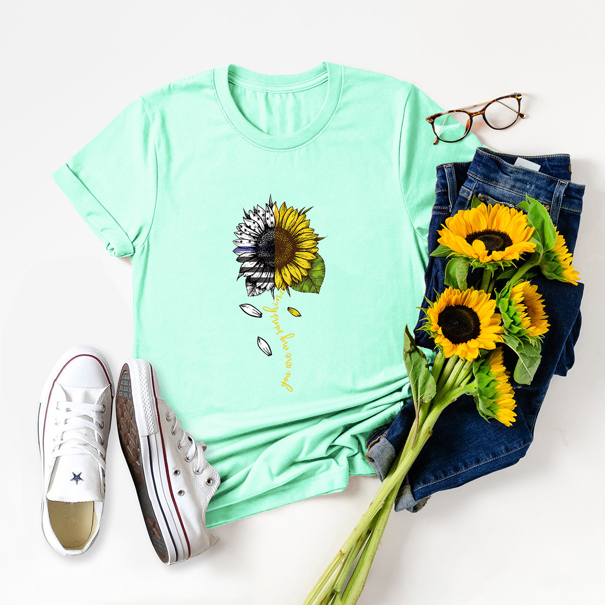  casual sunflower short sleeve women s t-shirt NSSN1771