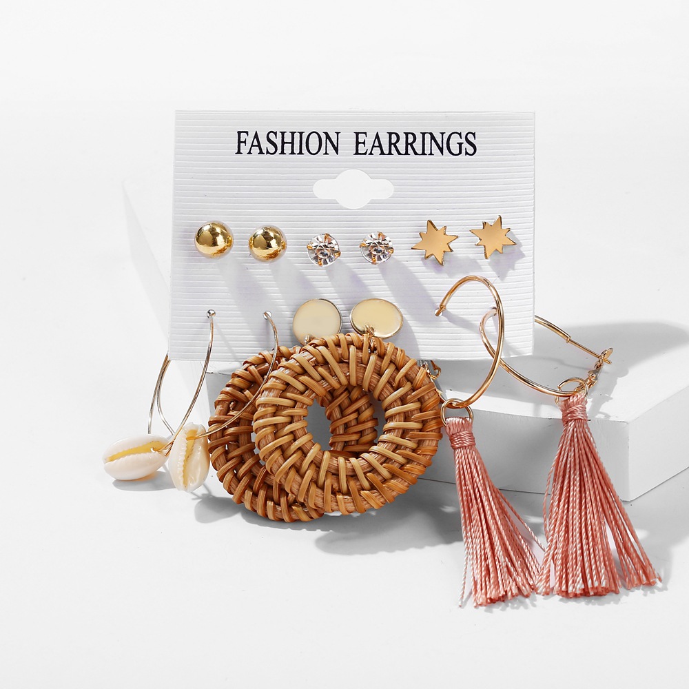 Hot Selling Tassel Earrings Creative Simple Retro  Earring Set 6 Pairs display picture 10