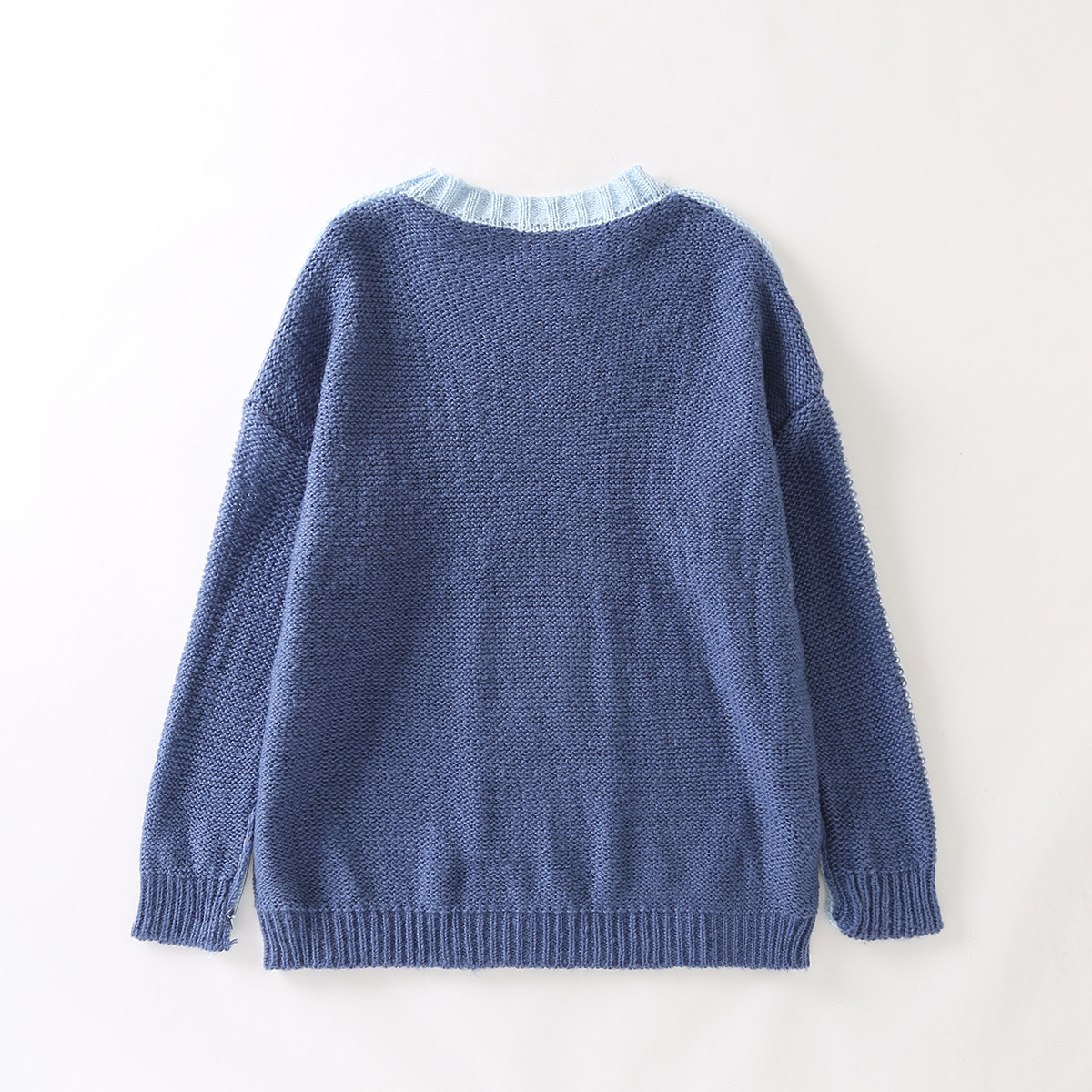  milk blue lazy loose mid-length sweater NSAM4734