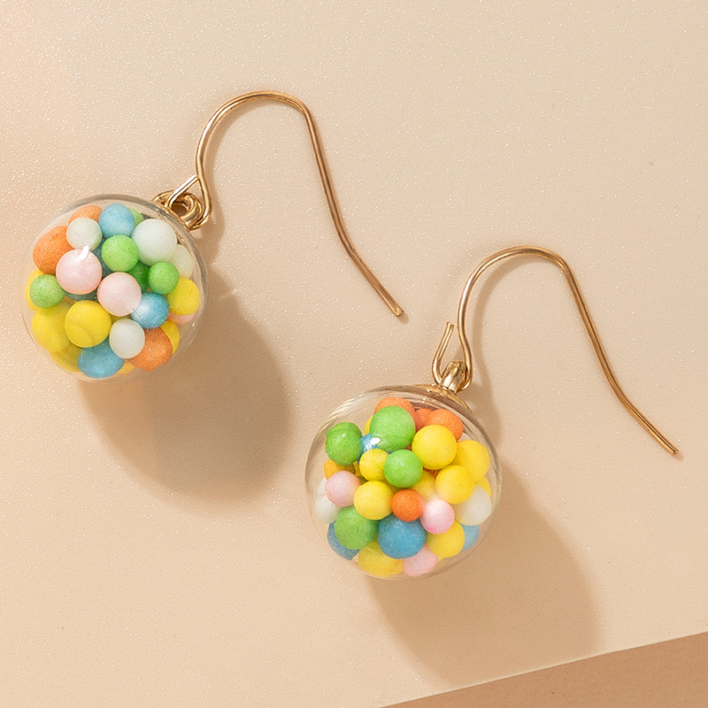 Bunte Candy Glass Ball Ohrringe display picture 2