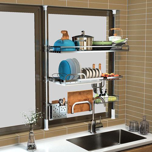 Window rack, window sill, punch-free kitchen seasoning rack, draining dish rack, storage rack