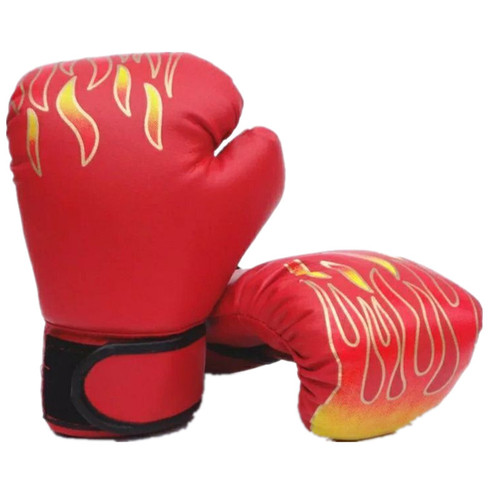 New Red Flame Tiger Logo Boxing Gloves for Adults and Children, Cartoon Style Sanda Boxing Training Gloves