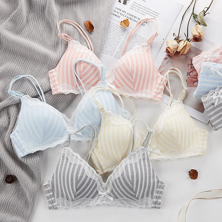 Japanese-style Underwear Suit Without Steel Rings College Students High School Girls' Bra Push-up Big Chest Small Bra Thin Japanese-style Underwear Suit Without Steel Rings College Students High School Girls' Bra Push-up Big Chest Small Bra Thin