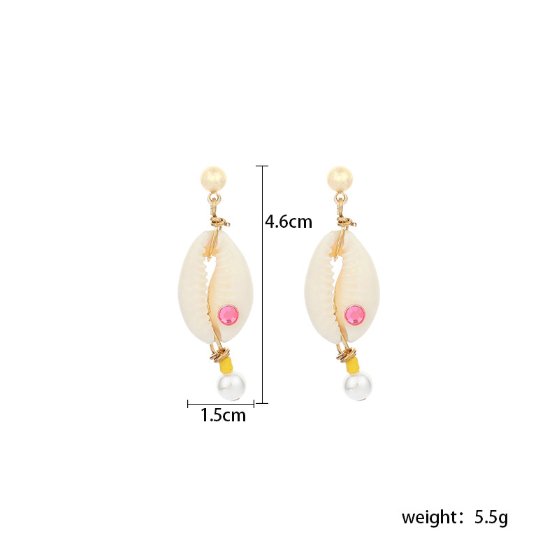 7g Weight Earrings Classification Wedding, Travel, Birthday, Festival Occasion Women'S Gender Baroque Style Style Pink, Purple, Green Color Hot Selling Fashion New Gemstone Shell Pearl Earrings Wholesale 无
