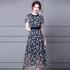 Zhili floral dress with a slim waist new summer 2020 light mature style chiffon short sleeve long skirt