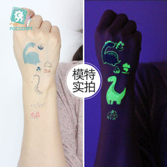 瑞卡龍跨境恐龍紋身貼 防水卡通兒童夜光紋身貼紙 tattoo