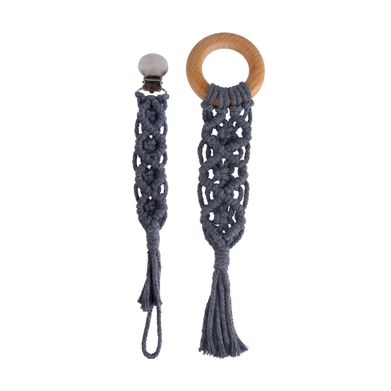 Popular plana pezón clip de haya anillo de juguete de los niños DIY bebé creativo hecho a mano tejido pezón cadena traje