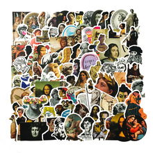 100张艺术家蒙娜丽莎梵高防水贴纸文艺复兴笔记本行李箱车身贴画