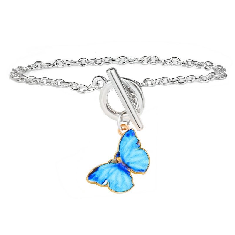 New Gradient Butterfly Simple Color Couple Alloy Clavicle Chain Necklace display picture 8