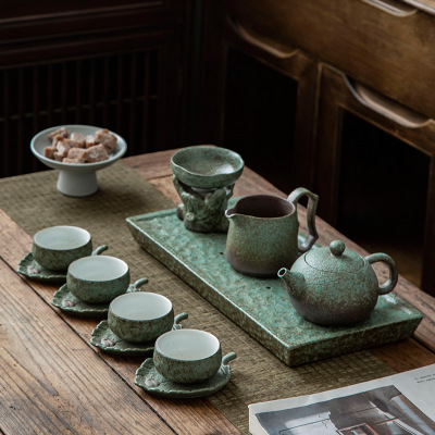 日式粗陶杯垫 柴烧陶瓷功夫杯垫杯托手工复古隔热防滑垫 茶道零配