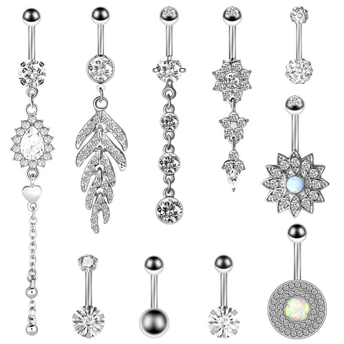 Factory direct sale Amazon Wish hot selling high quality exquisite zircon belly button ring 6-piece set piercing jewelry