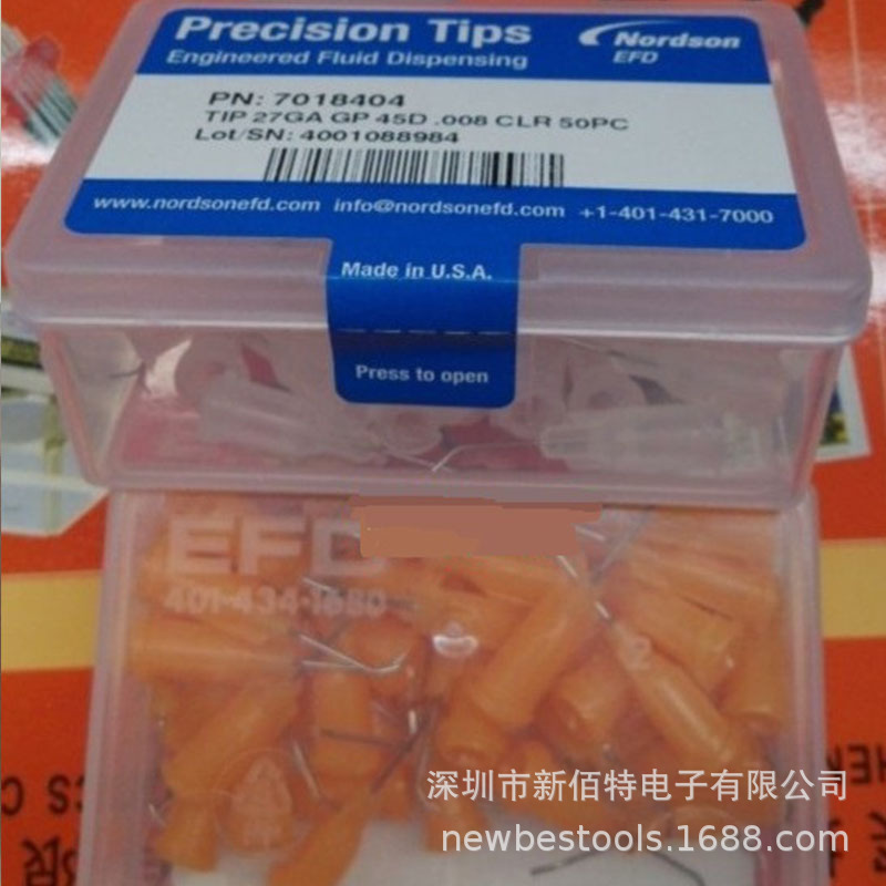 NORDSON 喷咀 EFD 7018404 针头45度弯角针头27GA50支每盒