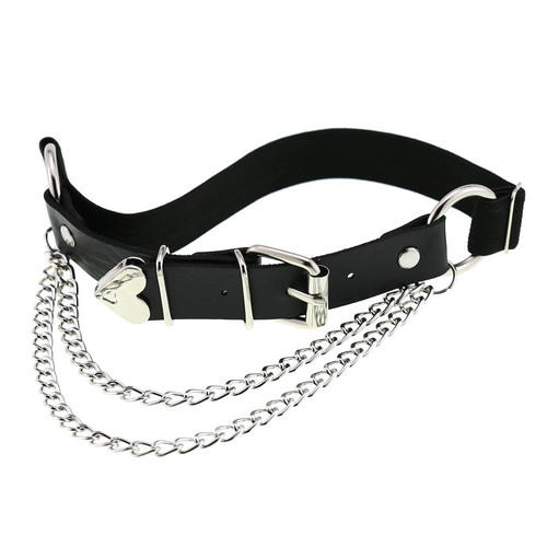 European and American punk gothic PU leather irregular garter belt Personalized love heart chain elastic thigh ring