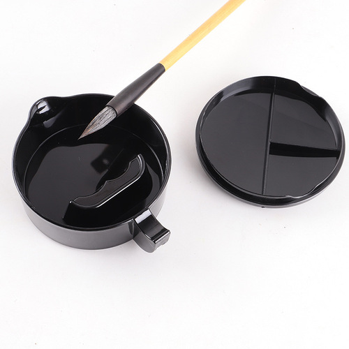 Wholesale porcelain-coated inkwell with cover, ink pot, ink pool, ink sea, pen rest, color mixer, lickable inkstone