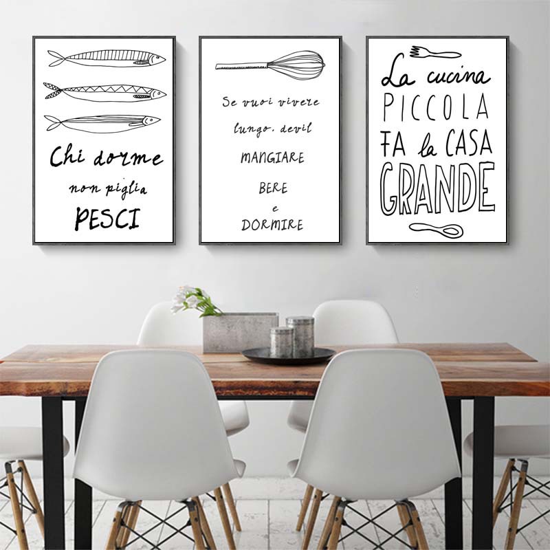 Nordic Minimalist Restaurant Decorative Painting Breakfast English Minimalist Lines Hotel Club Home Decoration Spray Painting Restaurant Hanging Painting