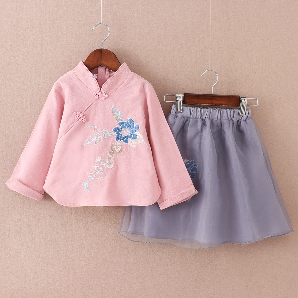 Children's Hanfu, retro set, Chinese style, with embroidery