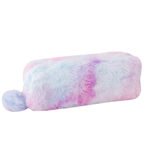 Korean style creative pencil box gradient color cute girl plush octagonal pencil bag girl heart student simple storage bag
