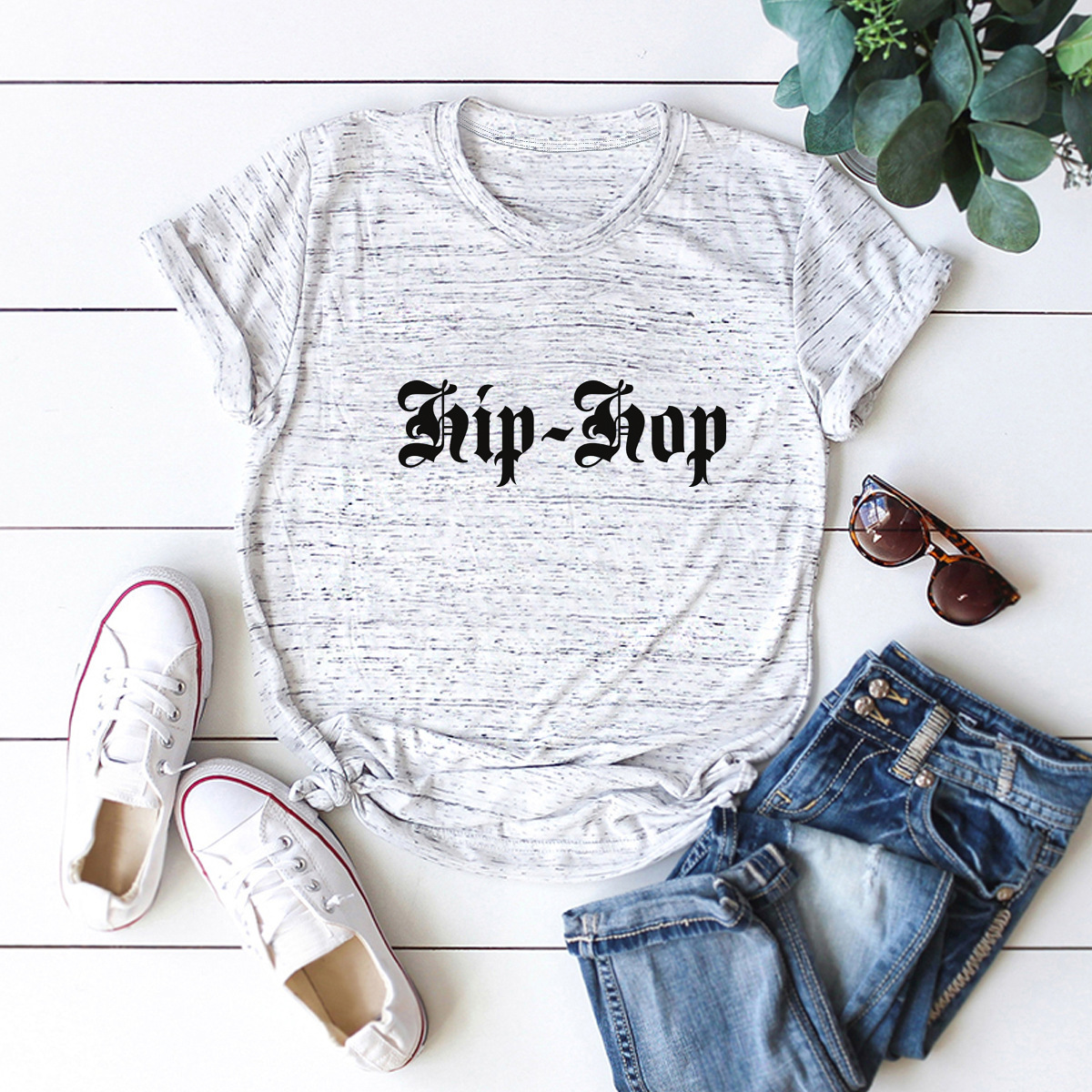 casual letters printed short-sleeved women's T-shirt NSSN1812
