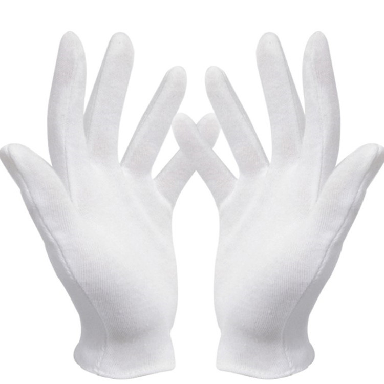 纯棉厚料白色作业手套检验作业防护手套礼仪文玩纯白手套加大加厚