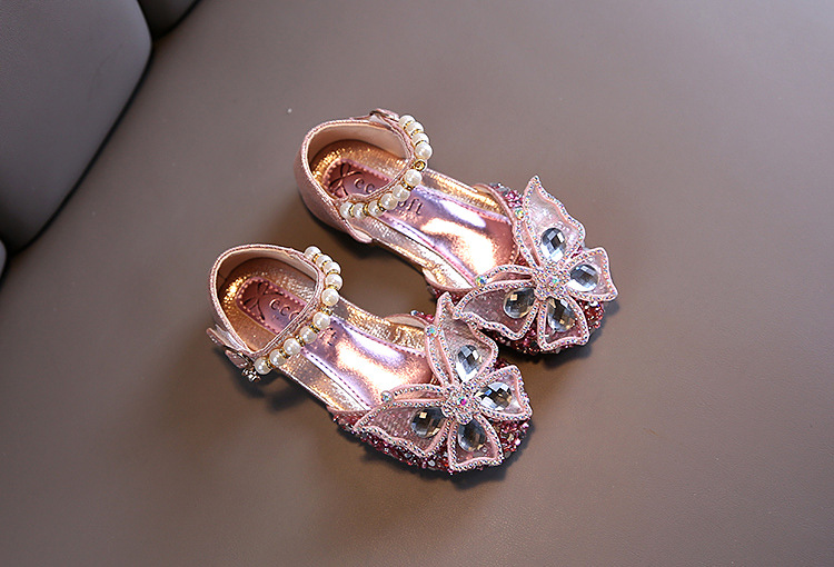 Girl's Vintage Style Solid Color Rhinestone Bowknot Round Toe Flats display picture 4