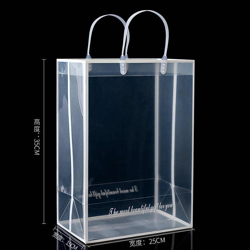 PVC transparente bolsa de regalo bolsa rectangular flores ramo bolsa de embalaje mano bolsa de plástico con mano bolsa de regalo