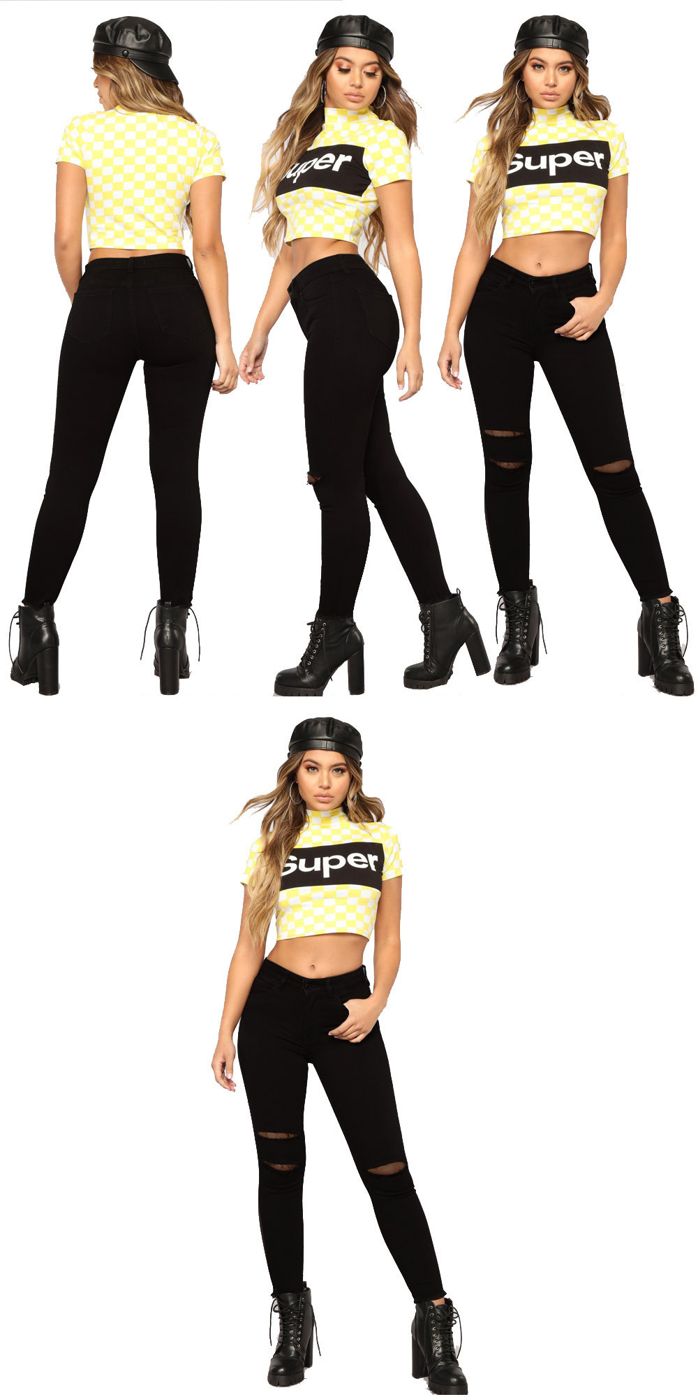 Vaqueros negros de mujer efecto desgastado – pantalones de denim_voghion.com