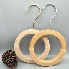 Circular wooden iron hanger scarf rack necktie rack towel rack wooden ring expandable hanger factory direct sale
