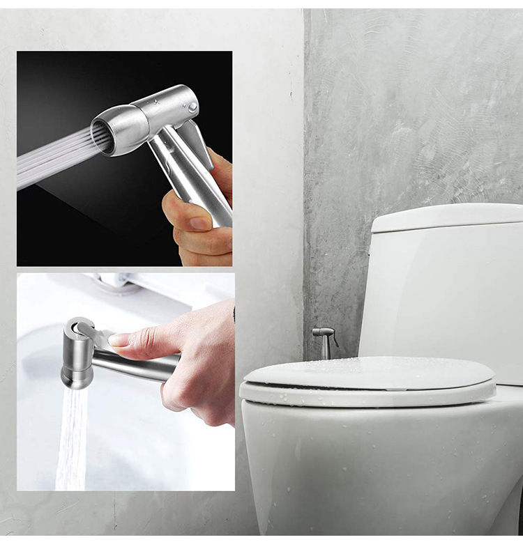 Cross-border best-selling 304 stainless steel toilet feminine wash companion spray gun, stainless steel toilet flushing nozzle feminine wash details Picture