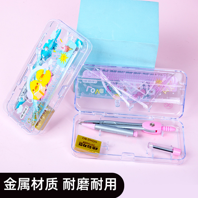 9018-1 BRÚJULAS DE estudiante traje regla herramientas de dibujo equipo de dibujo brújulas de metal de 7 piezas