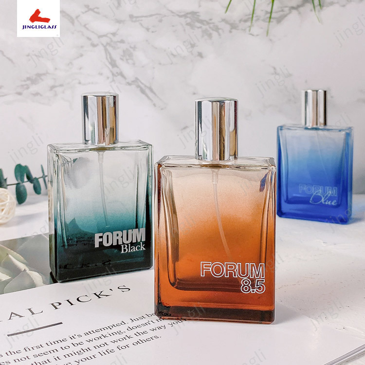 厂家批发50ml喷色玻璃方形香水瓶 高档分装香水瓶 可颜色丝印盖子