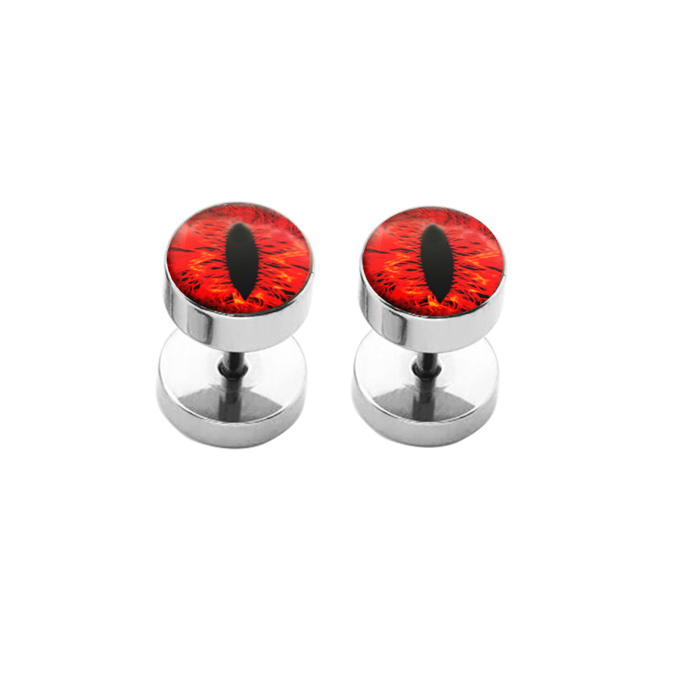 Korean Fashion Titanium Steel Pure Round Barbell Dumbbell Earrings Love Flower Design for Men and Women detail image 10